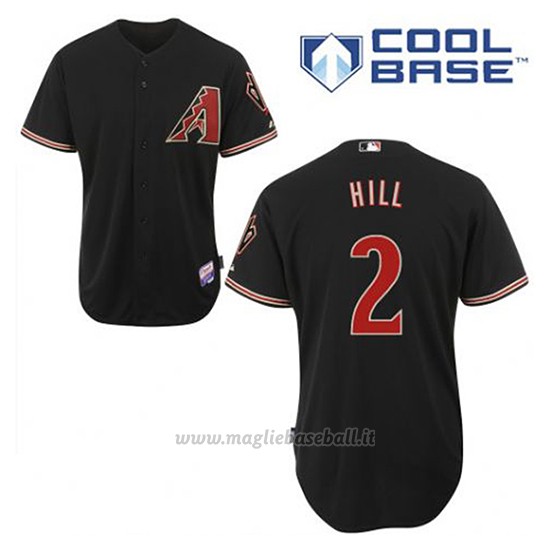 Maglia Baseball Uomo Arizona Diamondbacks 2 Aaron Hill Nero Alterner Cool Base